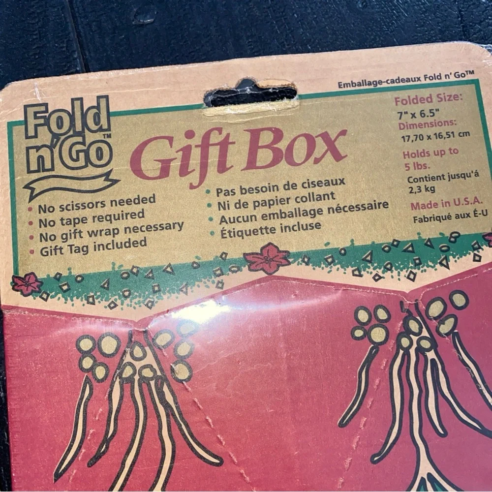 Vintage Fold N' Go Christmas Tree Poinsettia Snowflake Gift Box Lot of 3 Sealed‎